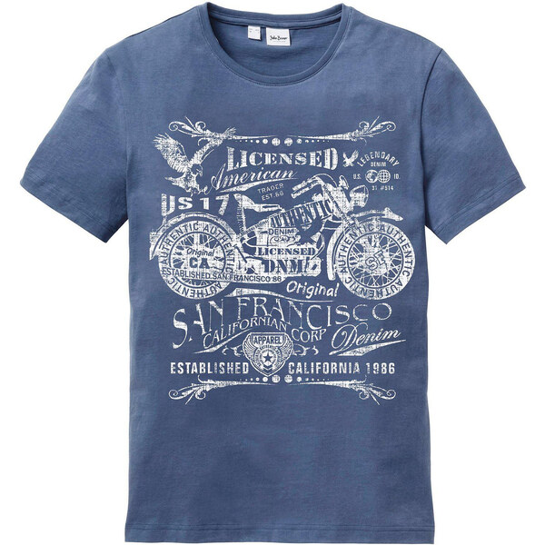 bonprix Tričko z čistej bavlny, farba modrá 44741839