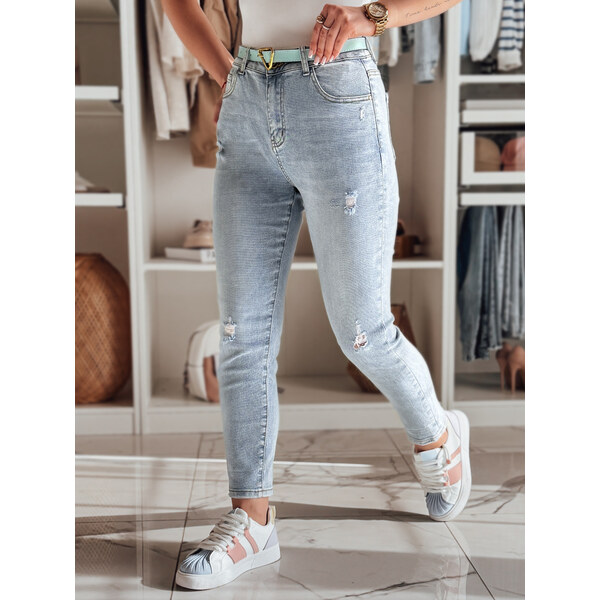 BASIC Svetlomodré dámske slim fit džínsy s jemnými odreninami STEFANIA 62427019