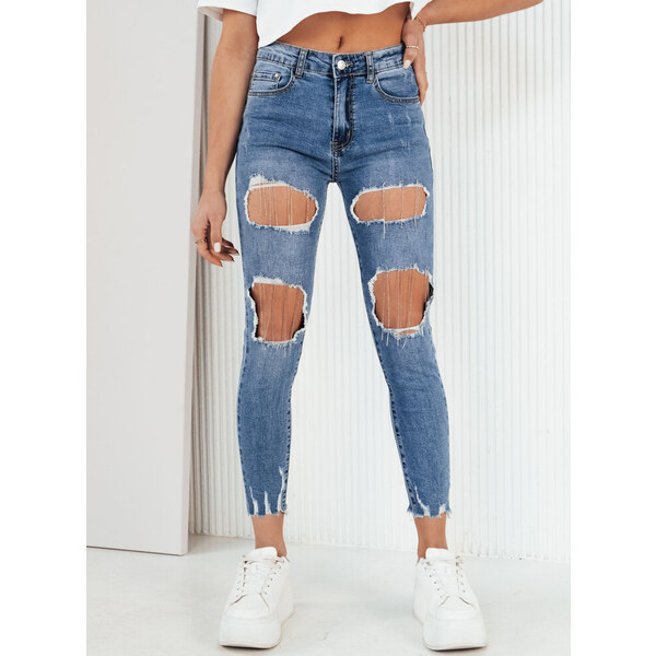 BASIC Modré potrhané džínsové nohavice CATRAN UY1961 49825312