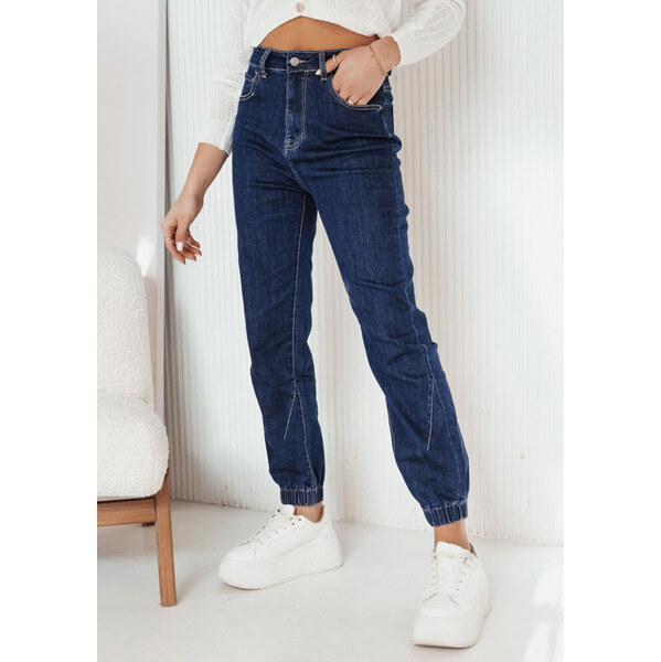 BASIC Tmavomodré džínsové nohavice s gumou na nohaviciach CALCEA 49825313