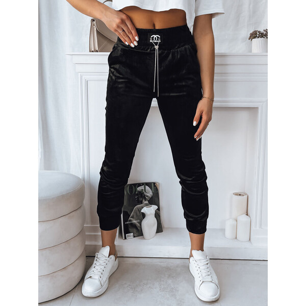 BASIC Čierne velúrové tepláky AVENUE UY1761 47888439