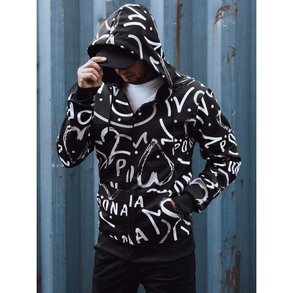 BASIC Čierna mikina na zips s celoplošnou potlačou BX5809 56436958