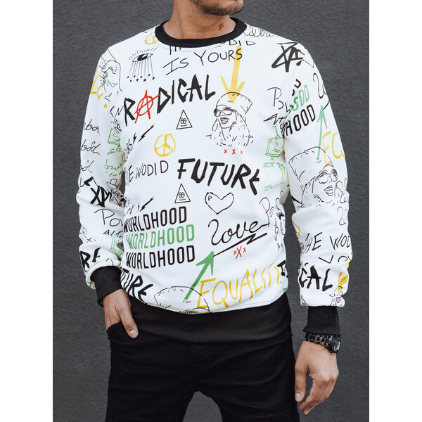 BASIC Biela mikina s farebnou potlačou BX5757 56436950