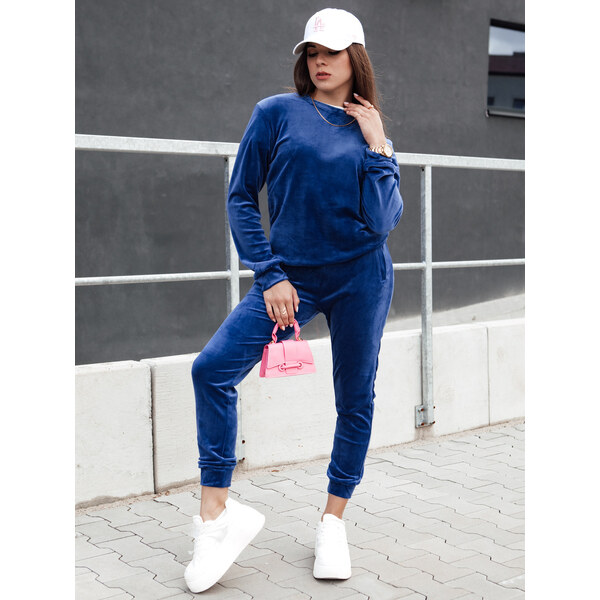 BASIC Tmavomodrá velúrová tepláková súprava URBANVELVET AY1057 56506941