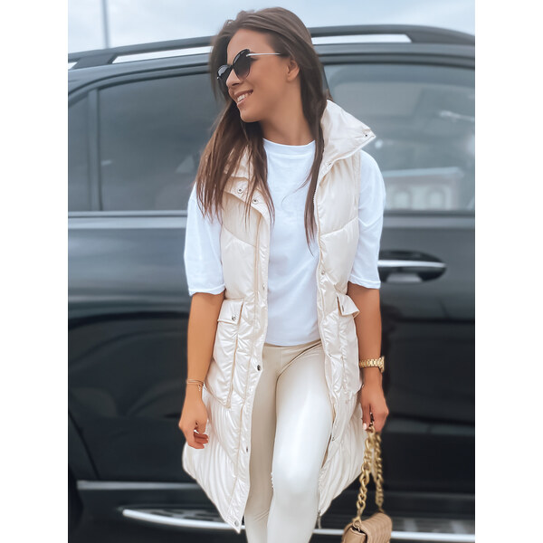 BASIC Smotanová lesklá dlhá vesta MARIEL TY3014 34989303