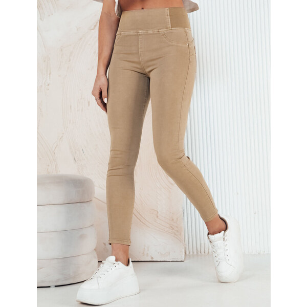 BASIC Tmavobéžové džínsové nohavice s gumou v páse ALTET UY1922 49825318