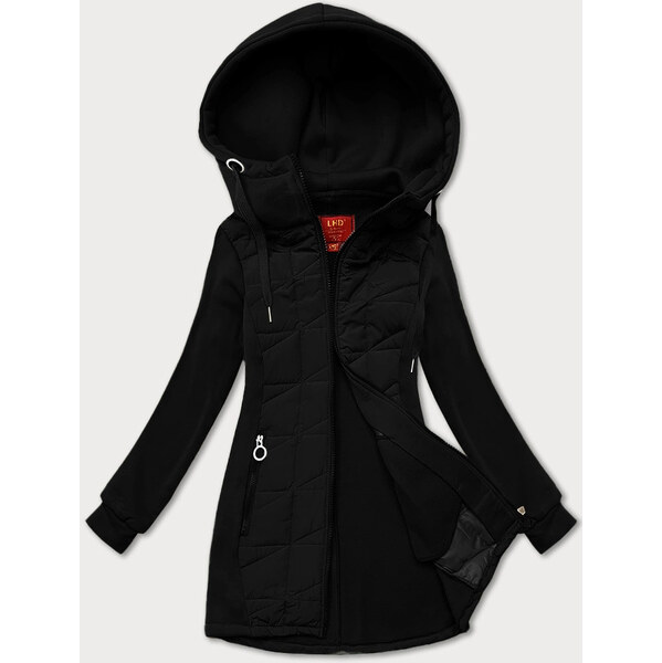 Dámska čierna mikina na zips z rôznych materiálov LHD (AMG-165) 62441070