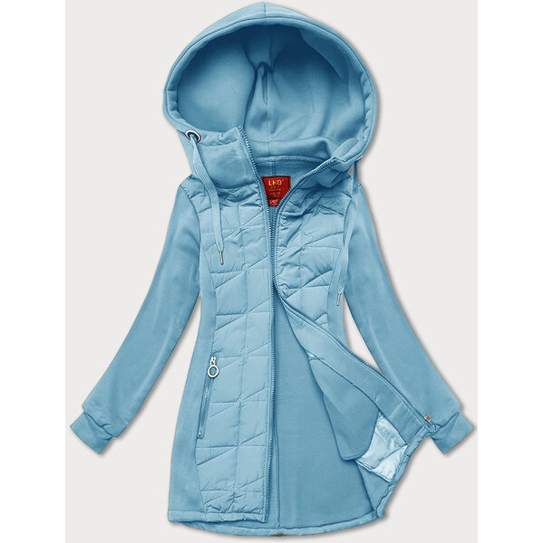 Dámska svetlomodrá mikina na zips z rôznych materiálov LHD (AMG-165) 62441072