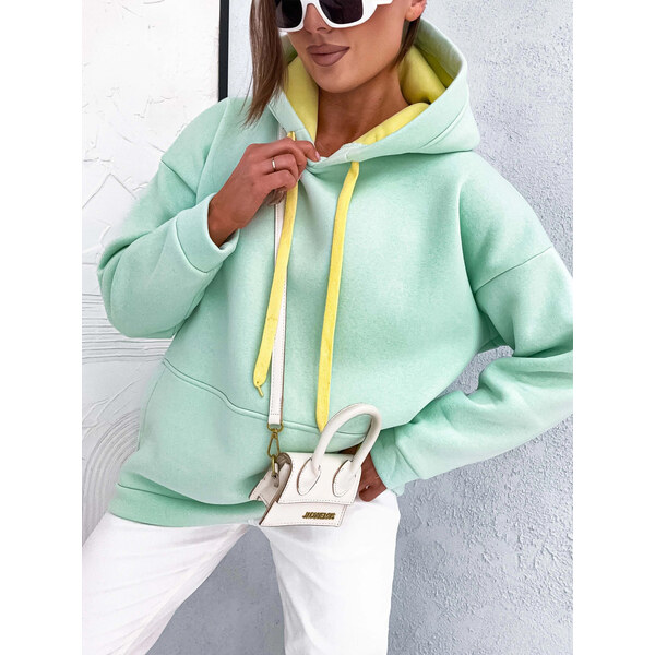 Moon Silnejšia dámska mikina klokanka v mätovej farbe (82131) 66965302