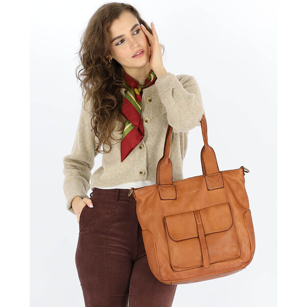 MARCO MAZZINI Mestská kožená kabelka | camel v247b 60839159