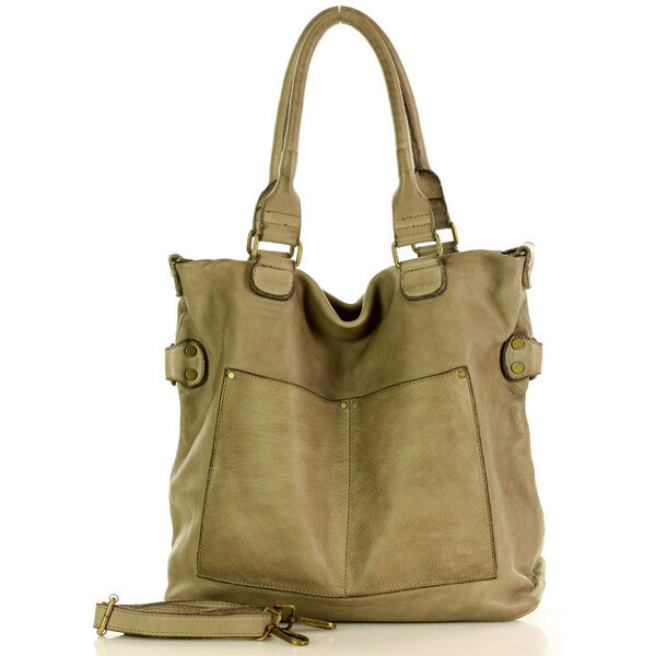 MARCO MAZZINI Dámska kožená shopper taška | béž taupe v7o 62450827