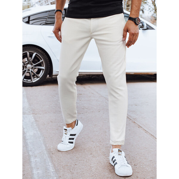 BASIC Biele pánske jogger nohavice UX4264 52671472