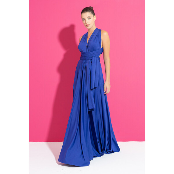 miadresses.sk Modré dlhé šaty na viazanie 62467299