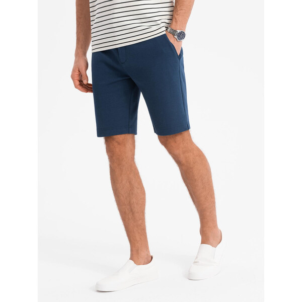 Ombre Mens SLIM FIT shorts in structured knit fabric - navy blue 64789679
