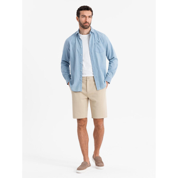 Ombre Mens structural knit SLIM FIT shorts - sand 64789680