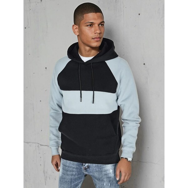 Dstreet Pánska svetlo-modrá a čierna mikina s kapucňou 62468404