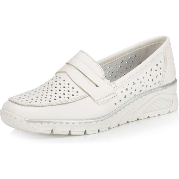 Dámske mokasíny RIEKER N3356-80 biela S3 39363840