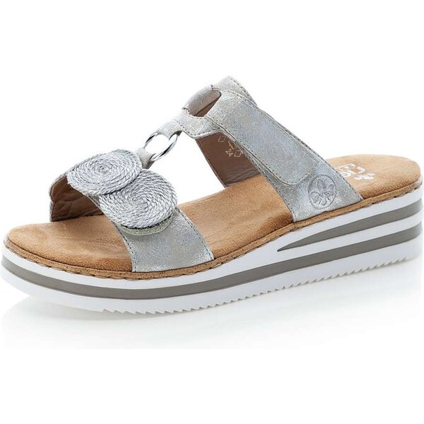 Dámske šľapky RIEKER V02K3-40 strieborná S4 55393429