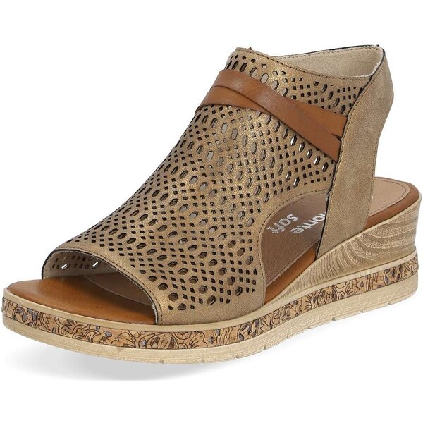 RIEKER Dámske sandále REMONTE D3075-90 zlatá S4 50098125