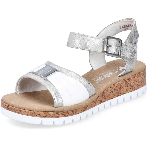 Dámske sandále RIEKER V4365-90 strieborná S4 50342030