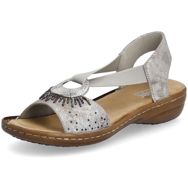 Dámske sandále RIEKER 60880-90 strieborná S6 61788685