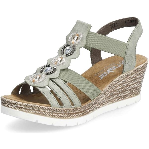 Dámske sandále RIEKER 619B2-52 zelená S5 49140565