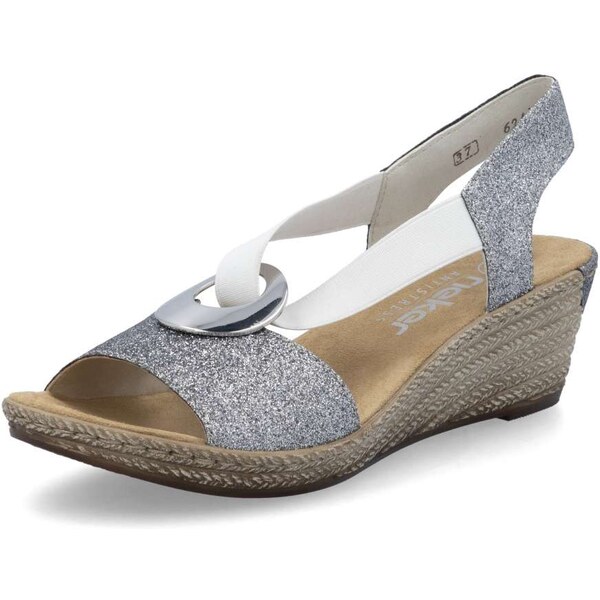 Dámske sandále RIEKER 624H6-92 strieborná S5 61788697