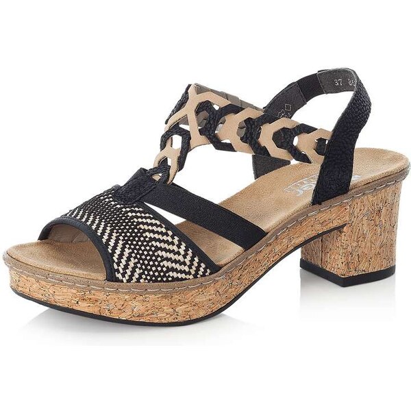 Dámske sandále RIEKER 638C7-00 čierna S5 23620627