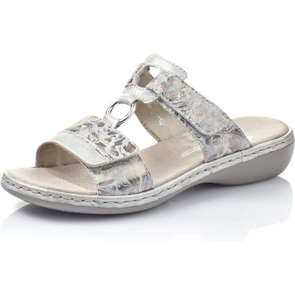 Dámske šľapky RIEKER 659X6-80 strieborná S5 61863462