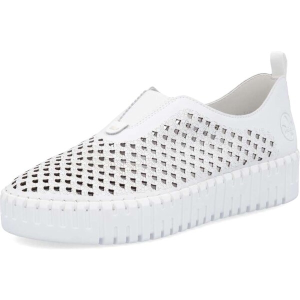 Dámske mokasíny RIEKER M8351-80 biela S5 62330157