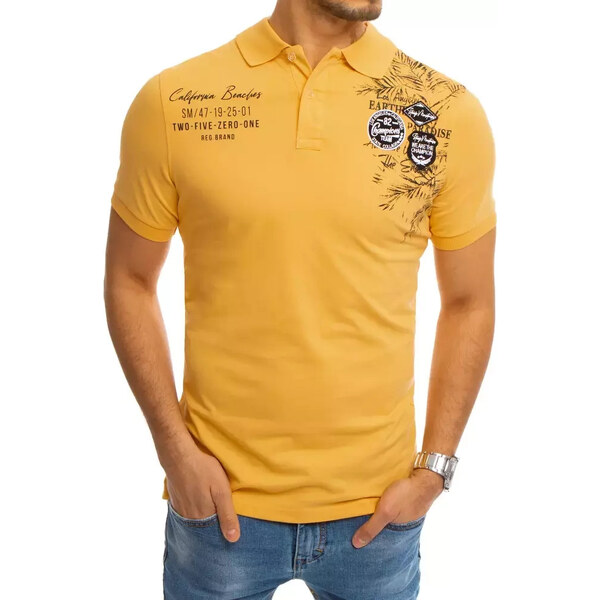 BASIC Žltá polokošeľa s nápismi PX0375 24156545