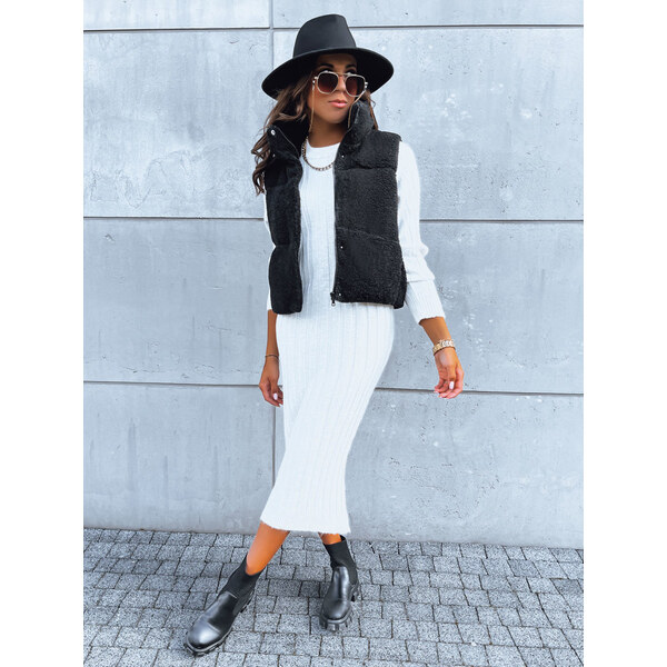 BASIC Čierna kožúšková vesta BEEWARM TY3845 45716027