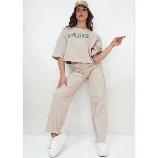 BASIC Béžová súprava trička a nohavíc MILEKAN AY1051 52674811