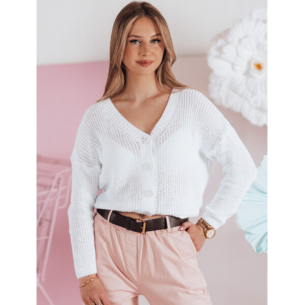 BASIC Biely dámsky sveter s gombíkmi SWEETDREAM MY2459 62516753