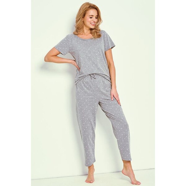 Taro Dámske pyžamo Meg sivé s bodkami 62334548