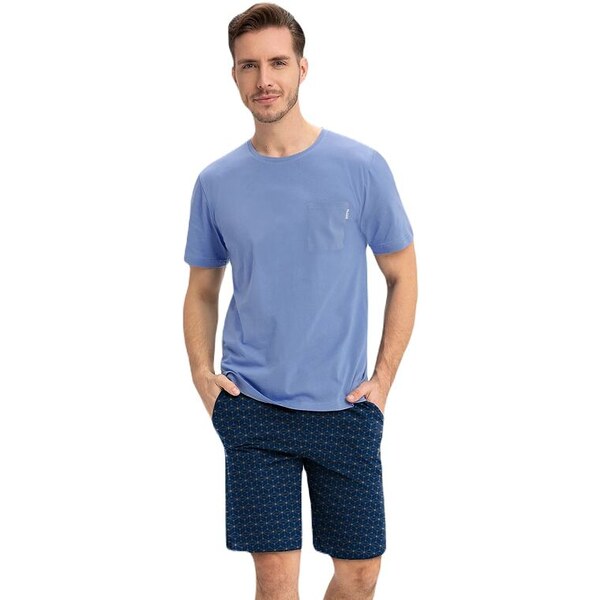 Luna Pánske pyžamo Radim krátke modré 62348589