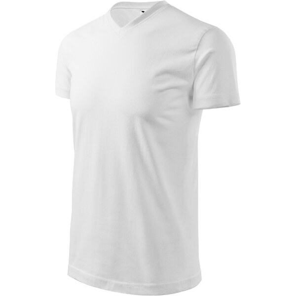 MALFINI, a.s. Ťažké tričko s výstrihom do V unisex biele 65715696