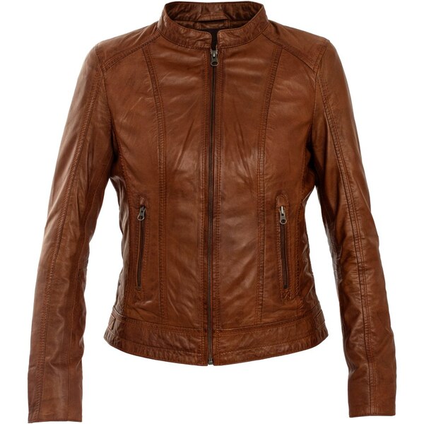 MAX Dámska kožená bunda 21192 koňak 62511141