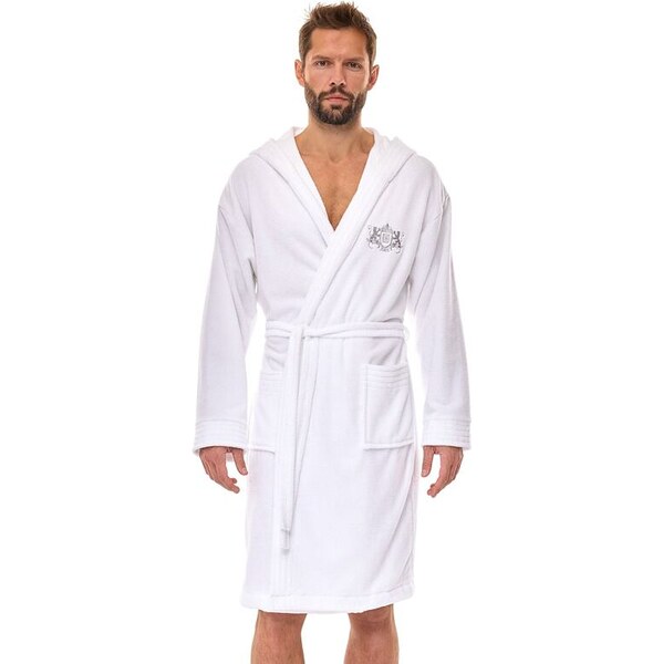 L&L Froté pánsky župan Lions biely s kapucňou 62546630