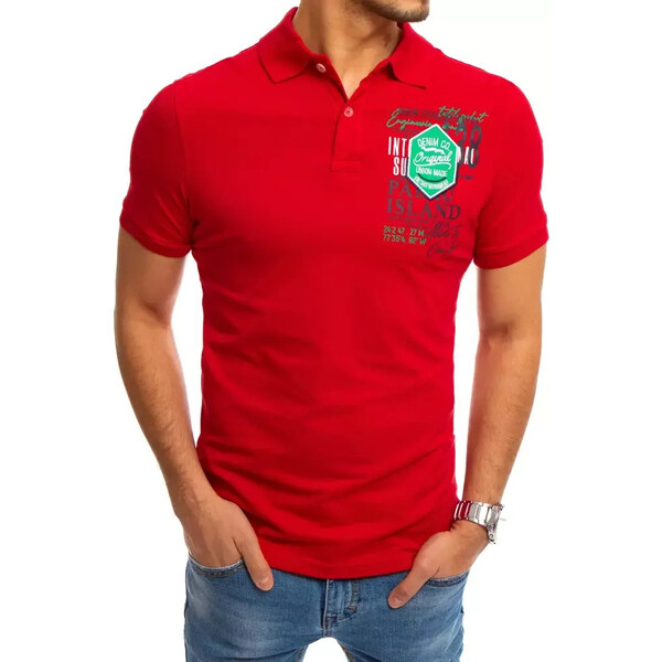 BASIC Červená polokošeľa s potlačou PX0367 24156543