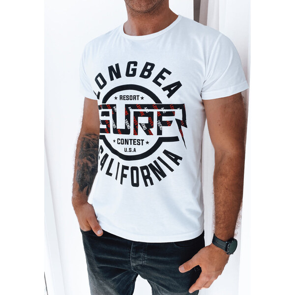 BASIC Biele pánske tričko s potlačou RX5258 42938661