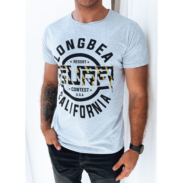 BASIC Svetlosivé pánske tričko s potlačou RX5260 42938663