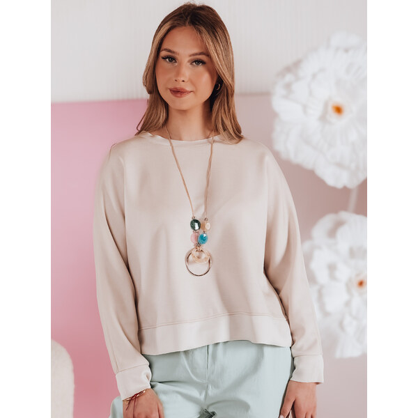 BASIC Svetlobéžová dámska ľahká krátka mikina NUBISS s príveskom 62516726