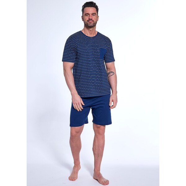 Tmavomodré pánske krátke pyžamo s pruhovaným tričkom Cornette 325/175 65151587