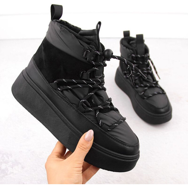 Dámske snehové topánky na pltform 24-72302BK / WOL280A Black - Potocki 62517628