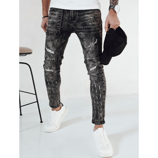 BASIC Čierne džínsové nohavice s odreninami UX4146 49417389