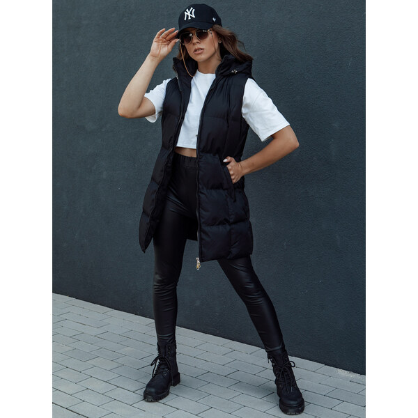 BASIC Čierna dámska dlhá prešívaná vesta VIANA TY4504 57479057