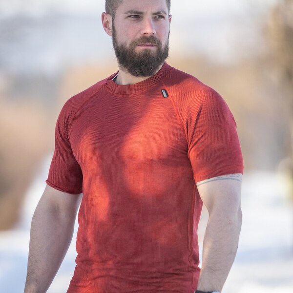 TERMOVEL Oranžové pánske termo tričko s krátkym rukávom 65151596