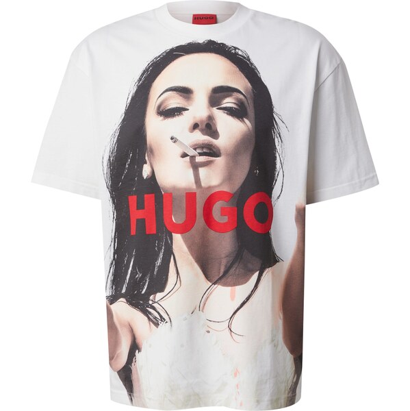 HUGO Tričko Duwedie béžová / červená / čierna / biela 62530572