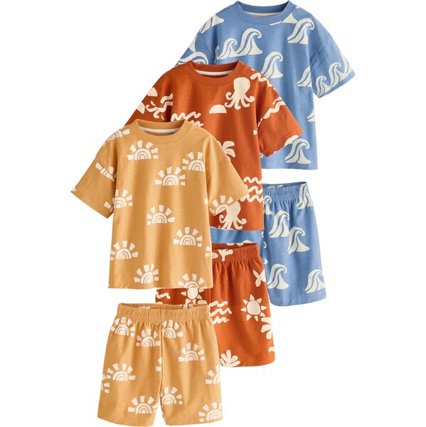 Next Pyžamo svetlomodrá / oranžová / červená / šedobiela 62530124